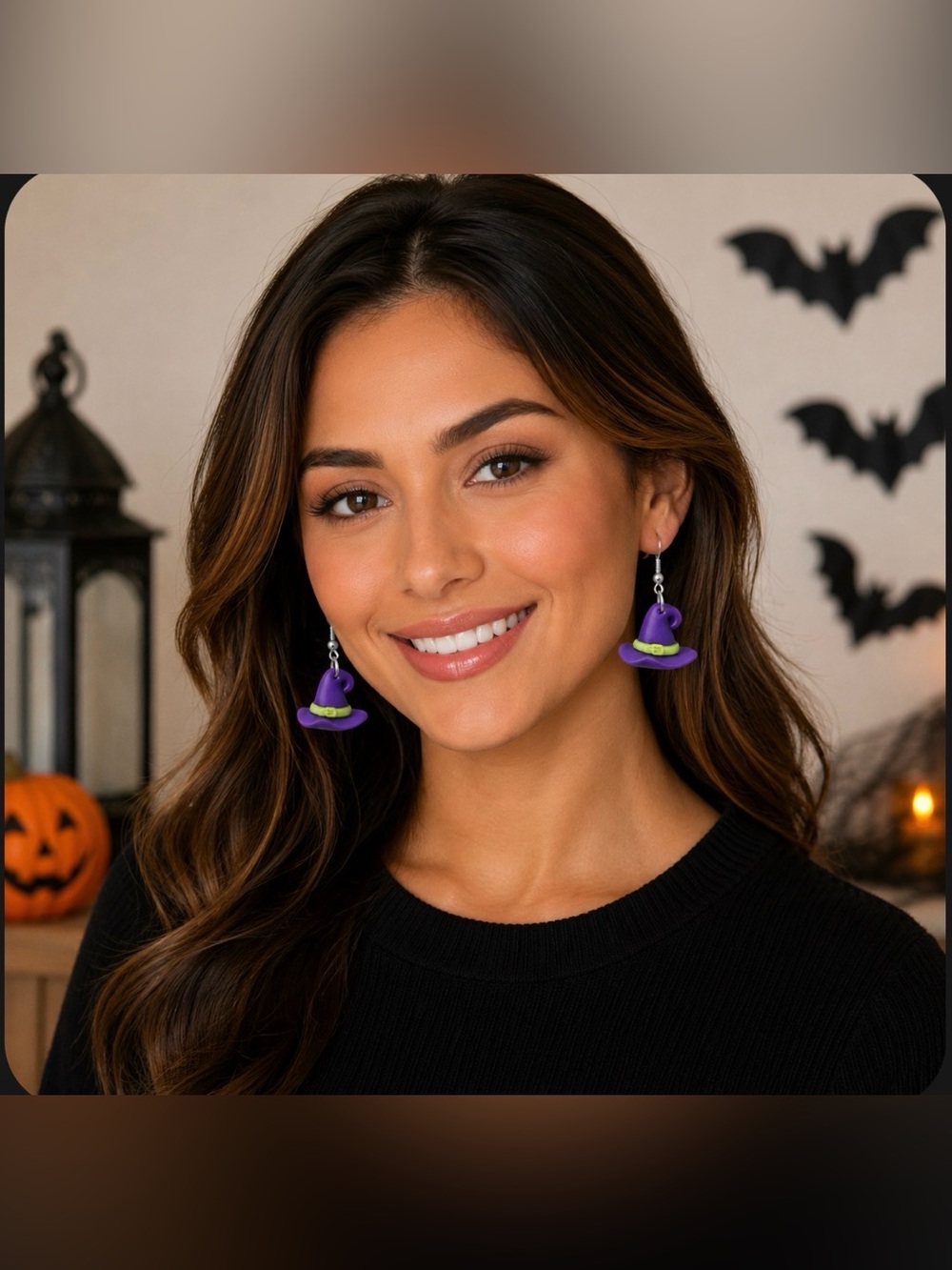 Halloween Witch Hat Dangle Earrings